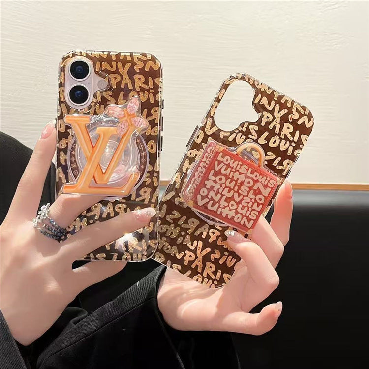 Monogram Transparent iPhone Case with Butterfly Pop Socket