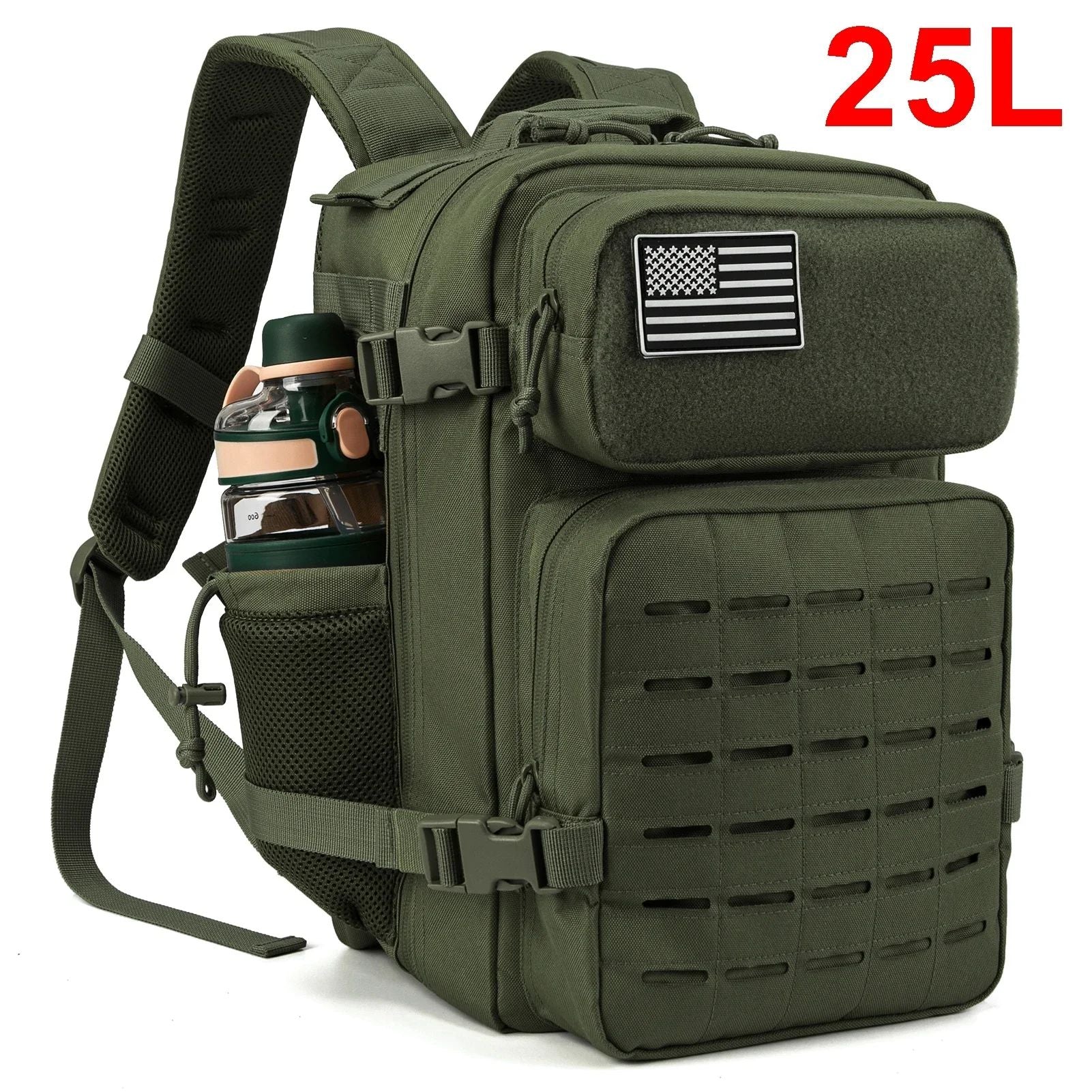 25L / 45L Tactical Backpack Outdoor Survival, Hiking & Bug Out Bag with Bottle Holder