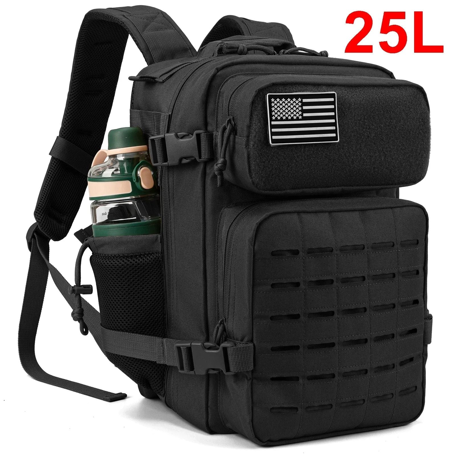 25L / 45L Tactical Backpack Outdoor Survival, Hiking & Bug Out Bag with Bottle Holder