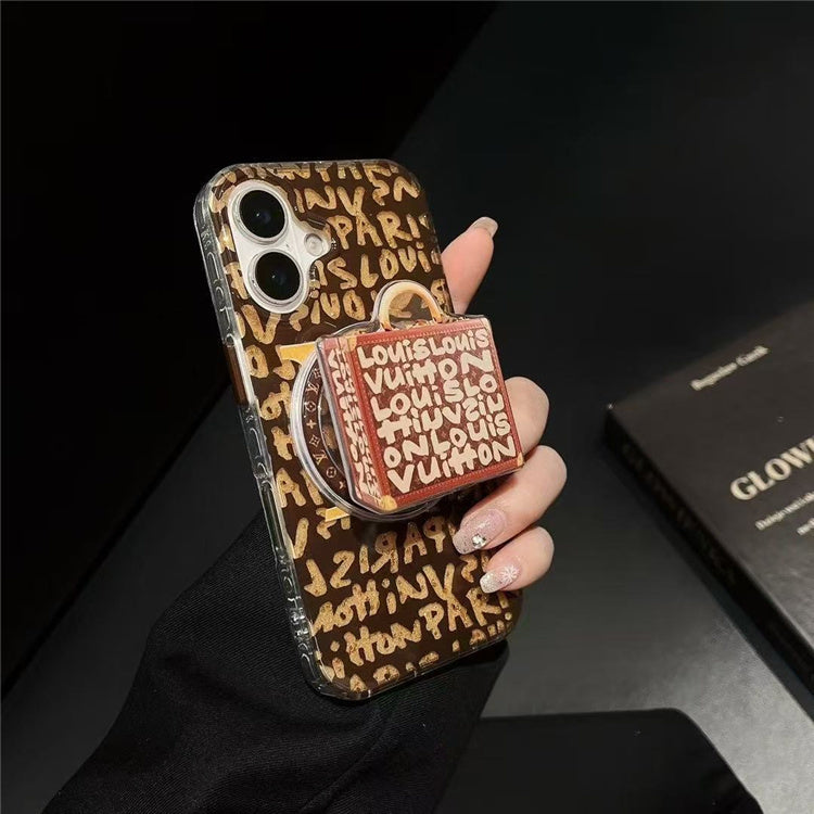 Monogram Transparent iPhone Case with Butterfly Pop Socket