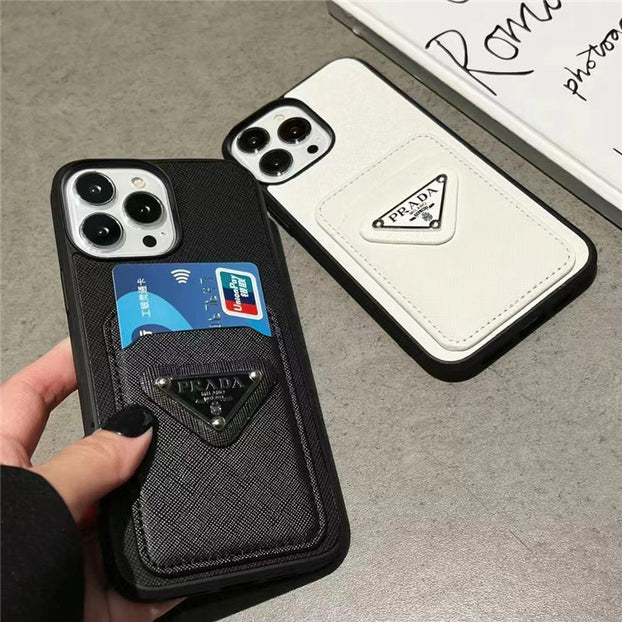 Saffiano leather phone case with a card holder