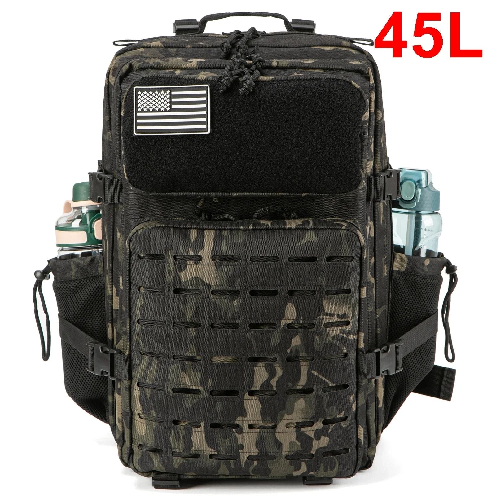 25L / 45L Tactical Backpack Outdoor Survival, Hiking & Bug Out Bag with Bottle Holder