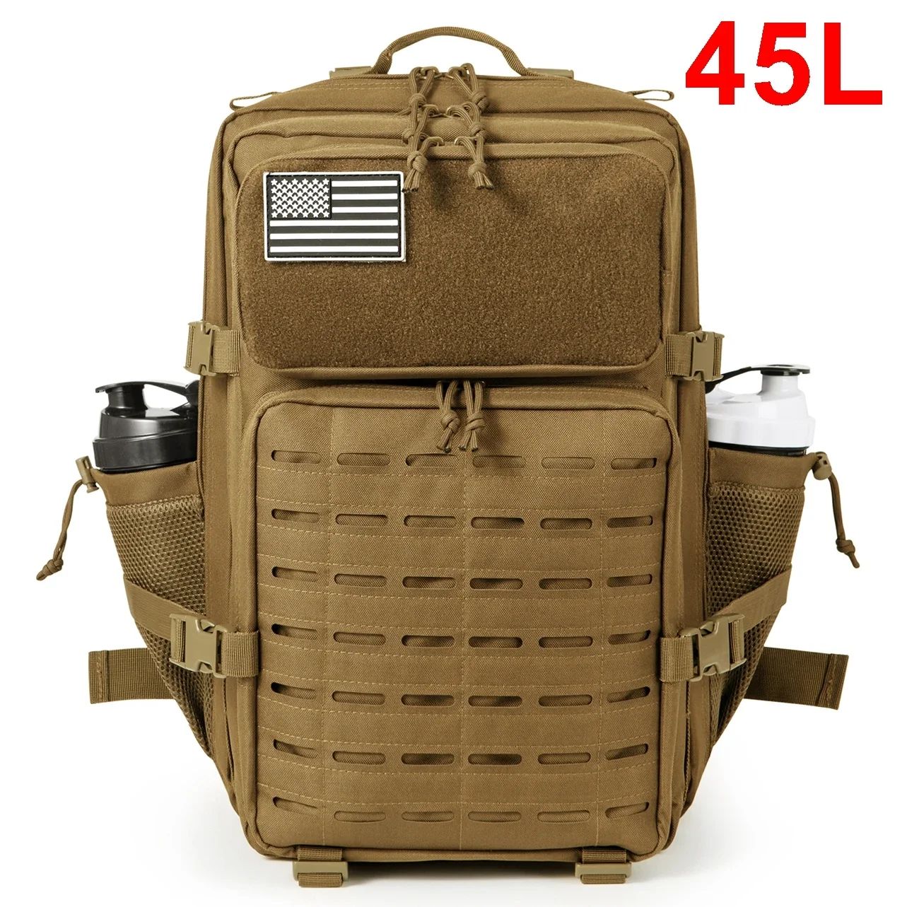 25L / 45L Tactical Backpack Outdoor Survival, Hiking & Bug Out Bag with Bottle Holder