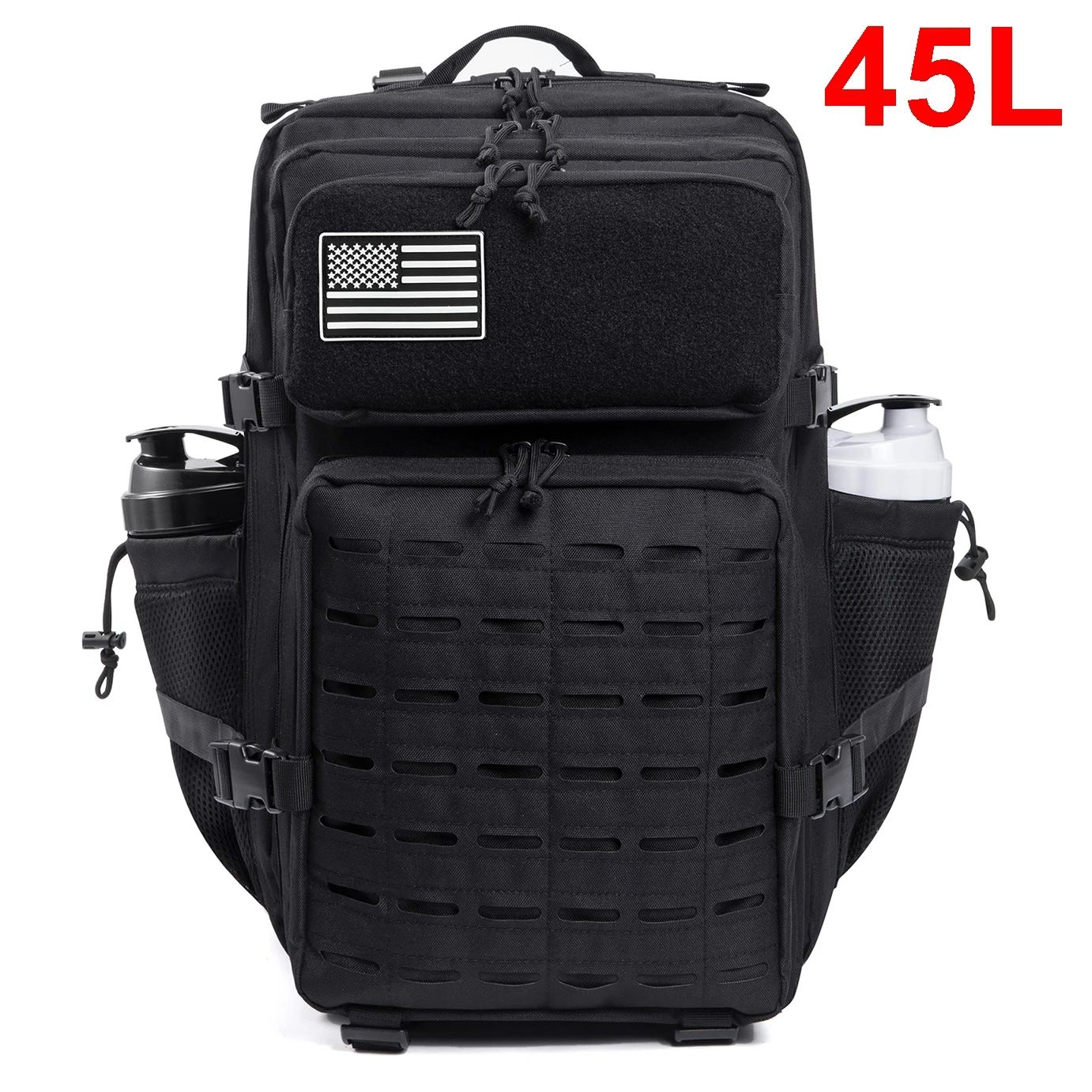 25L / 45L Tactical Backpack Outdoor Survival, Hiking & Bug Out Bag with Bottle Holder