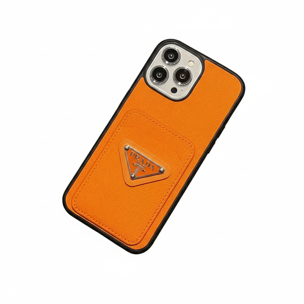 Saffiano leather phone case with a card holder