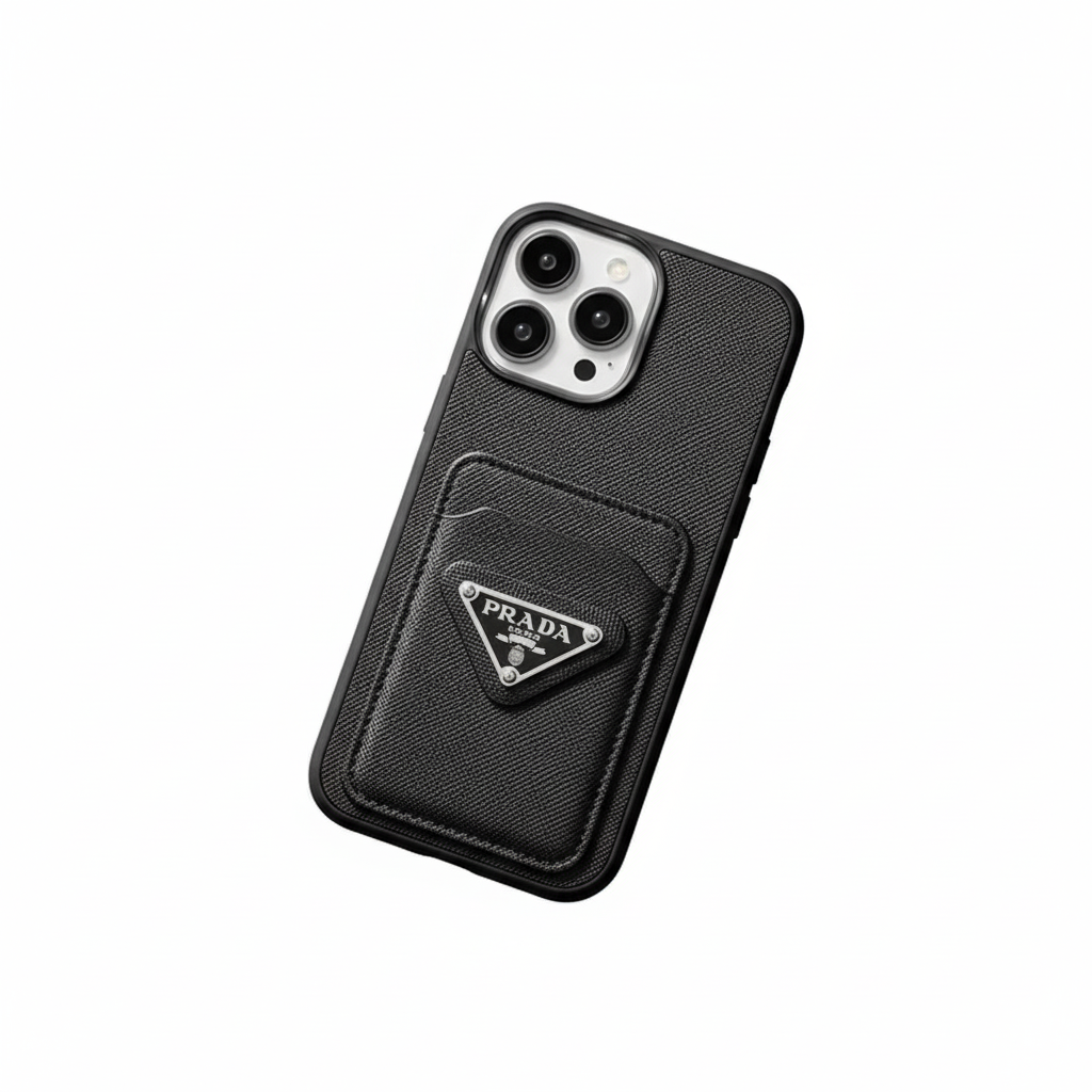 Saffiano leather phone case with a card holder