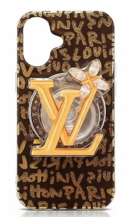 Monogram Transparent iPhone Case with Butterfly Pop Socket