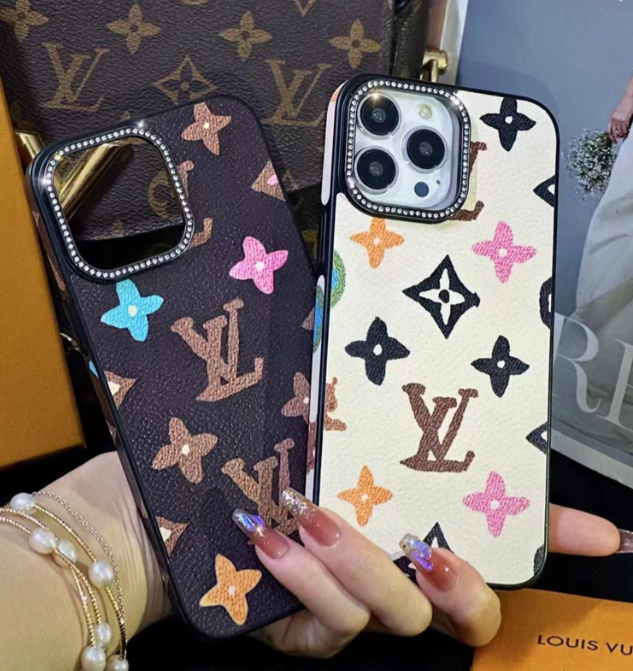 Sparkling Diamond Monogram Apple Elegant Protective Phone Case