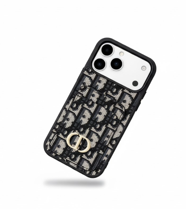 Luxury Dior Leather iPhone Case with Card Wallet