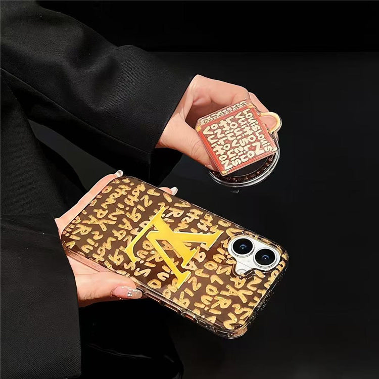 Monogram Transparent iPhone Case with Butterfly Pop Socket