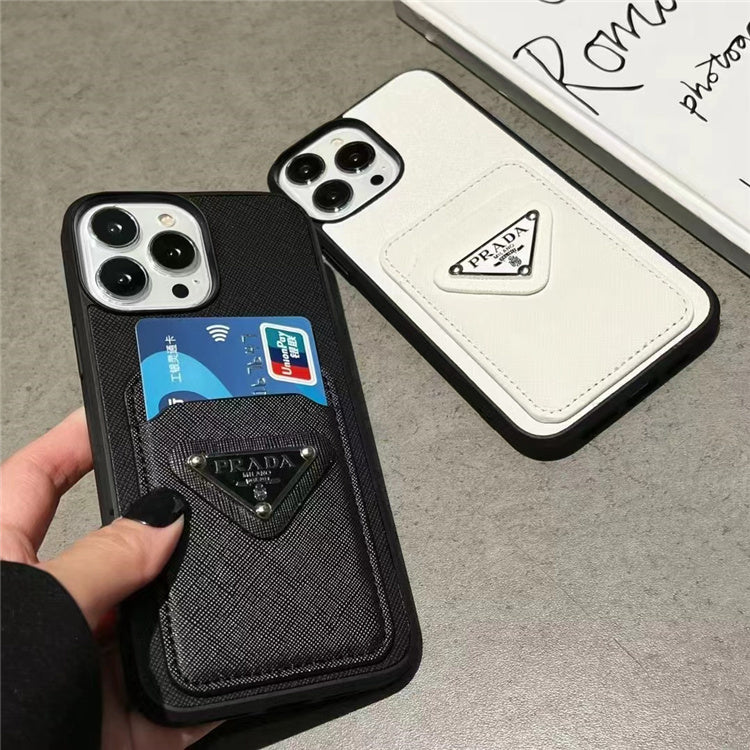 Saffiano leather phone case with a card holder