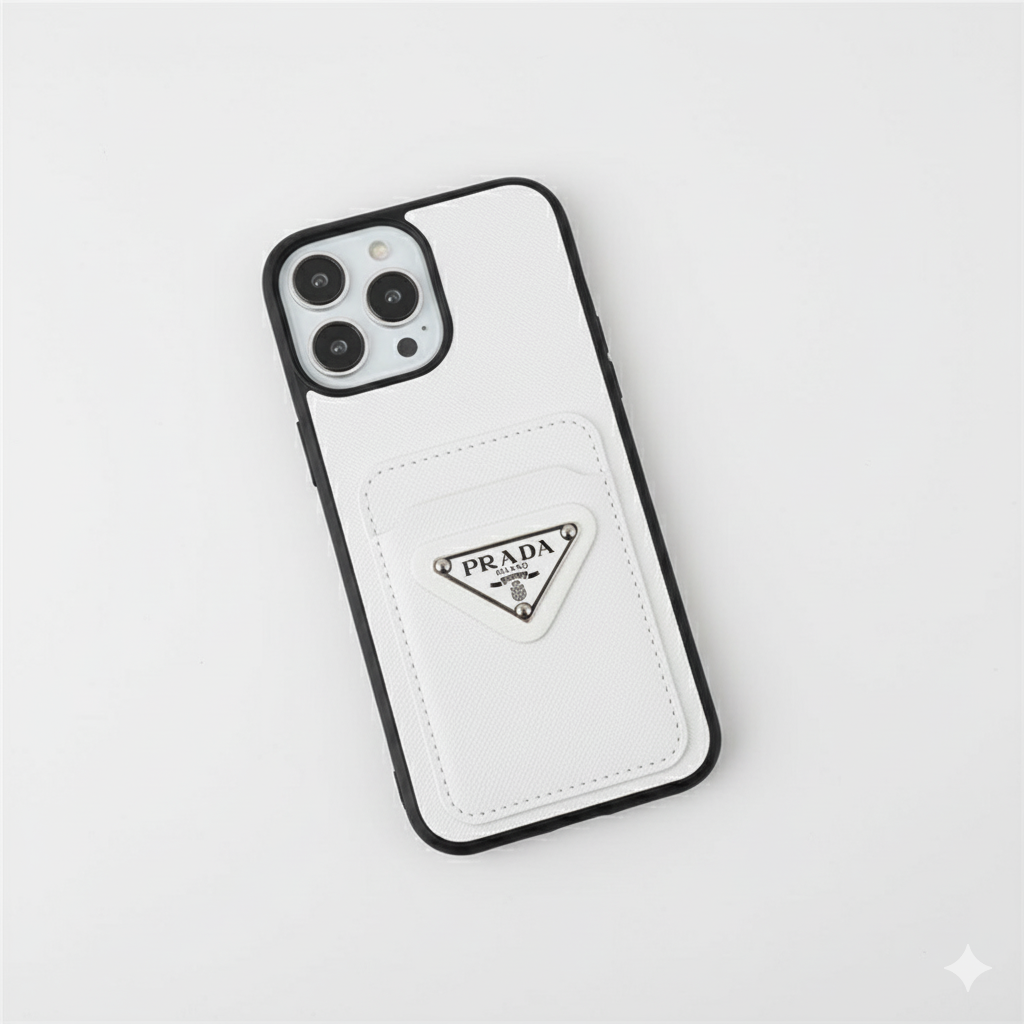 Saffiano leather phone case with a card holder