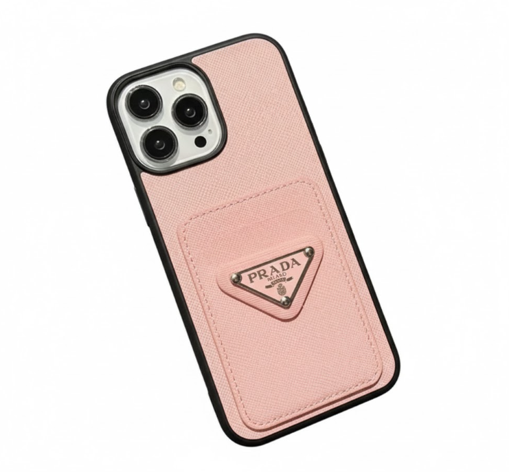 Saffiano leather phone case with a card holder