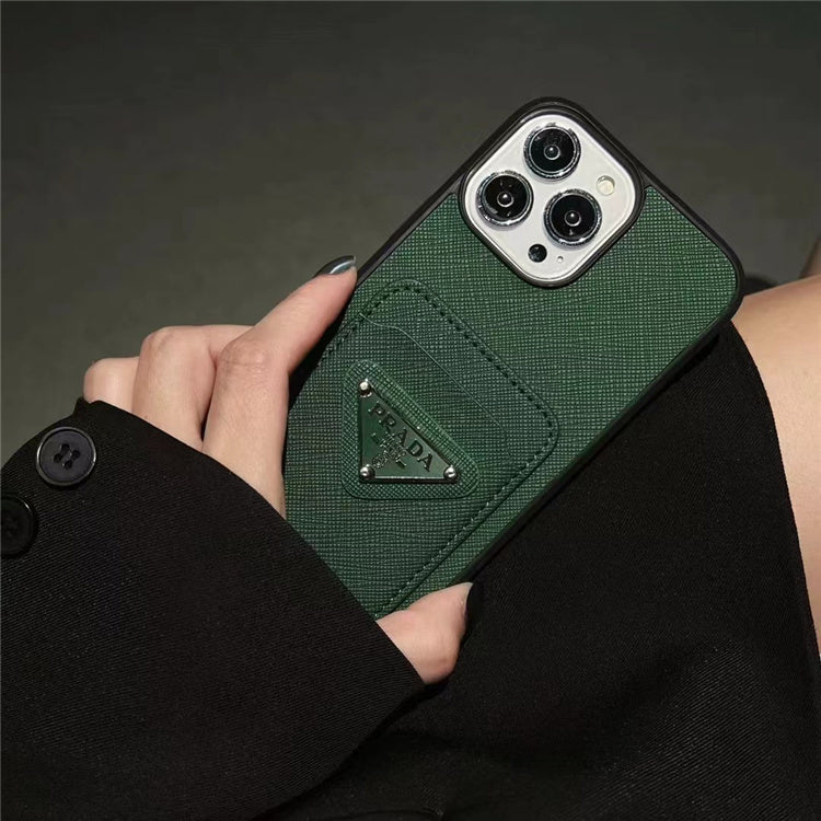 Saffiano leather phone case with a card holder