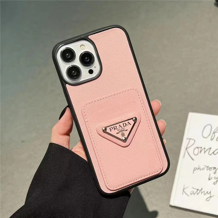 Saffiano leather phone case with a card holder